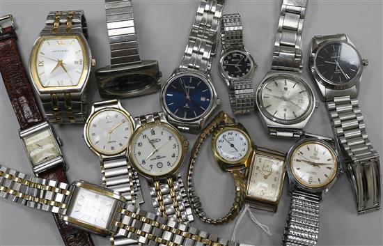 A gentlemans 9ct gold Record wrist watch and a quantity of assorted wrist watches.